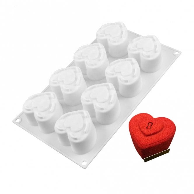 Mould Factory Heart Key Lock Silicone Mould - 8 Cavity