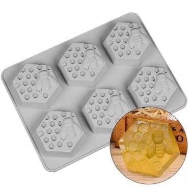 Honey Comb & Bee Cake Baking Silicone Mould - 6 Cavity