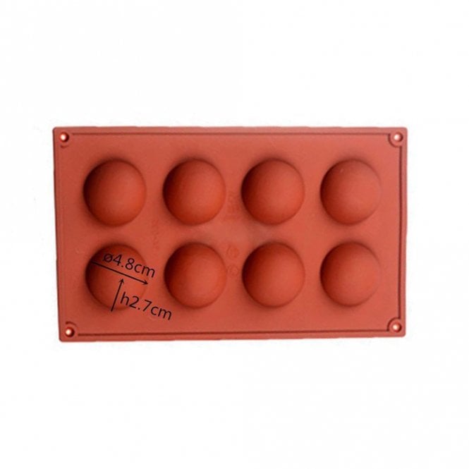 Mould Factory Hot Chocolate Bomb / Ball Silicone Chocolate Mould - 8 Cavity - 4.8cm Diameter
