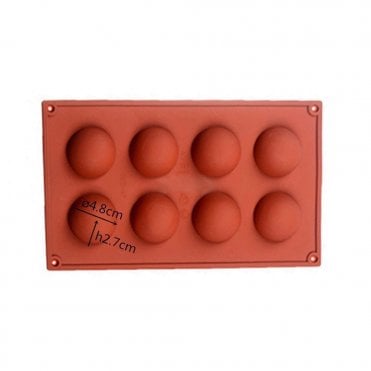 Hot Chocolate Bomb / Ball Silicone Chocolate Mould - 8 Cavity - 4.8cm Diameter