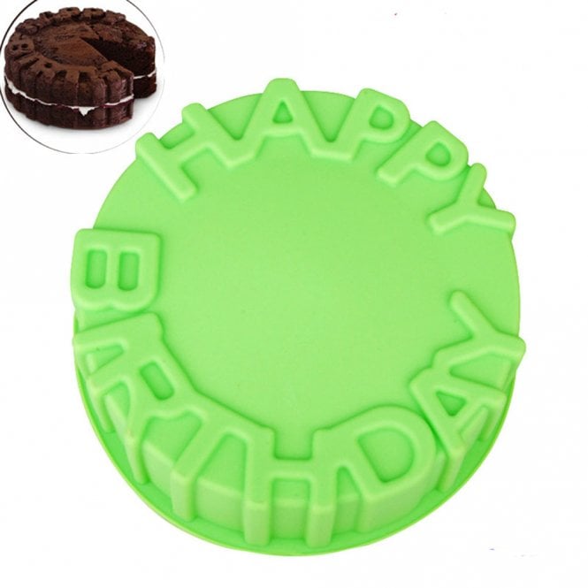 Mould Factory Large Happy Birthday Round Cake Baking Silicone Mould