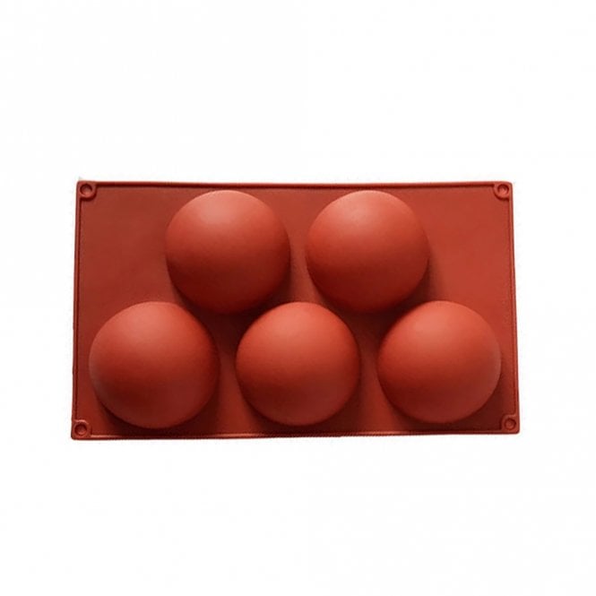 Mould Factory Large Hot Chocolate Bomb / Ball Silicone Chocolate Mould - 5 Cavity - 8cm Diameter