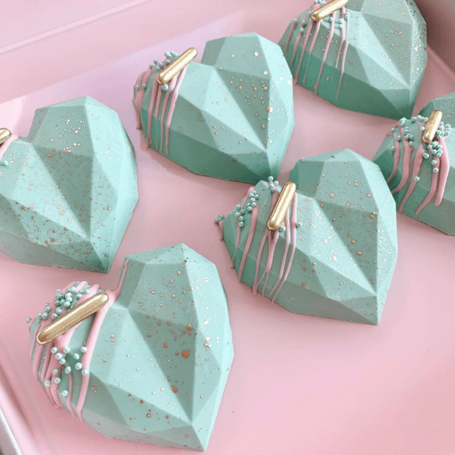 Mould Factory Medium Geometric Silicone Heart Mould - 3 Cavity