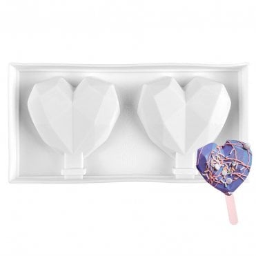 Mini Geometric Heart Cakesicle Silicone Mould - 2 Cavity