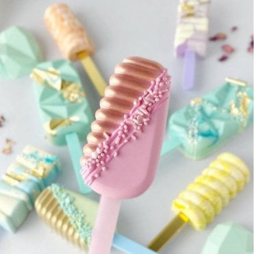 OVAL RIBBED Stripes Popsicle Silicone Mould - 8 Cavity