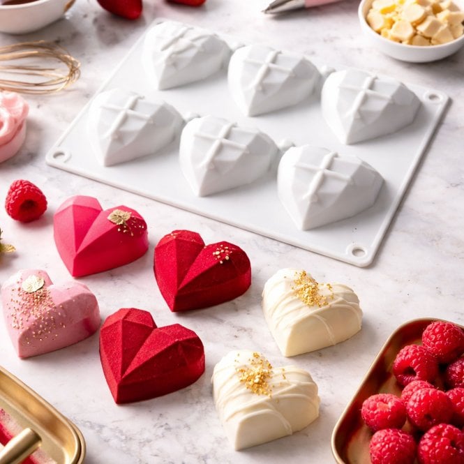 Mould Factory Small Geometric Heart Silicone Dessert Mould - 8 Cavity 