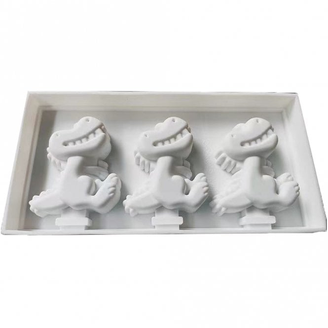 Mould Factory Smiling Dinosaur Icecream Cakesicle Silicone Mould - 3 Cavity