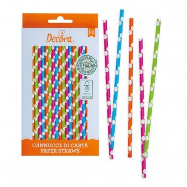 Multicolour Paper Bio Straws - Pack of 80 Pieces