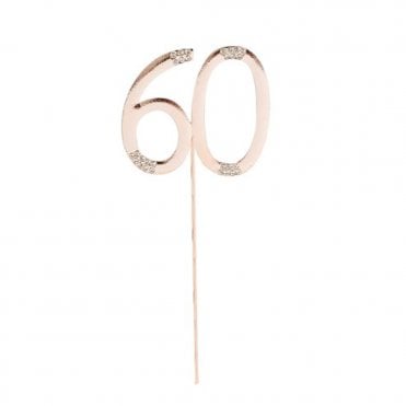 Number 60 Rose Gold And Diamante Cake Topper