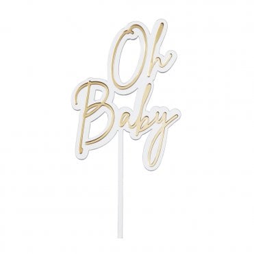 Oh Baby - Clear/Gold Double Layer Cake Decorating Topper