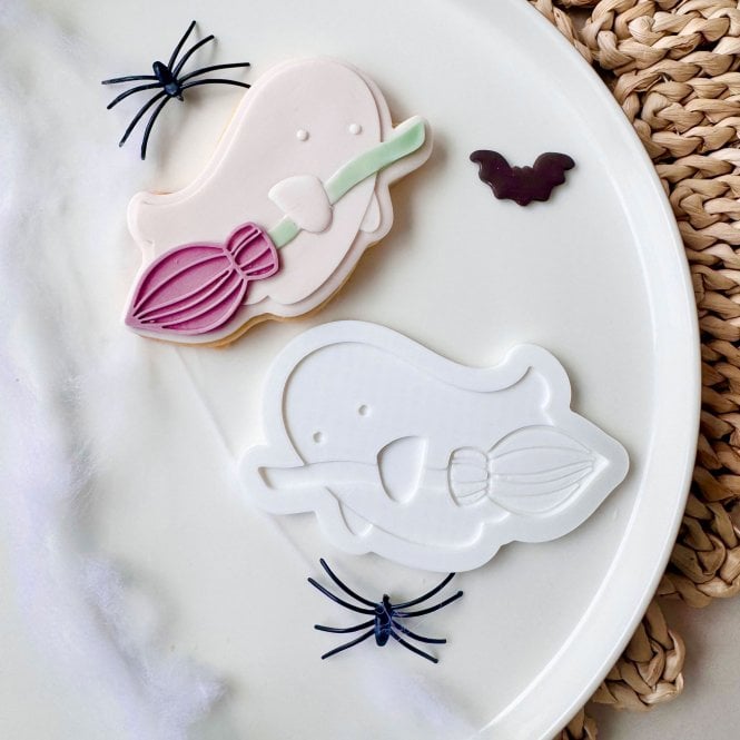 Oh My Cookie Charmed Ghost on a Broom + Cookie Cutter