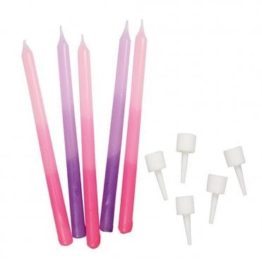 Ombre Candles Pink/Purple - 12 Pieces