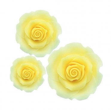 Ombre Yellow Sugar Soft Roses - Mixed Pack of 38mm, 50mm, 63mm - Boxed 12