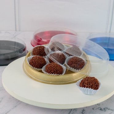 Opulent Gold: Chic & Stylish Round Chocolate Box - 1 Cavity (Pack of 10)