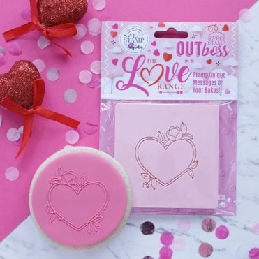 OUTboss Love - Heart Floral Frame - Cookie Embosser