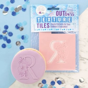 OUTboss Texture Tiles - Monogram Floral Alphabet - R