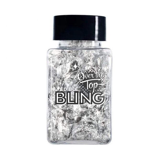 Over the Top Edible Bling Silver Leaf Flakes - 2g Best Before: 12/15/2025