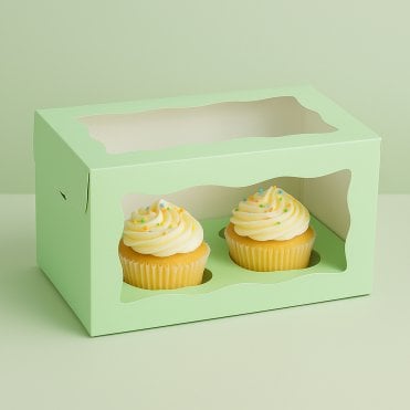 Pastel Green Cupcake Box with Insert - Holds 2