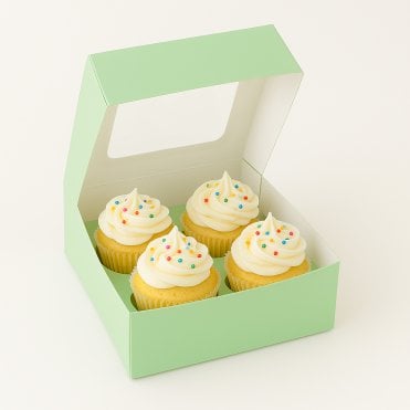 Pastel Green Cupcake Box with Insert - Holds 4