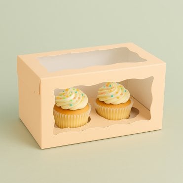 Pastel Peach Cupcake Box with Insert - Holds 2