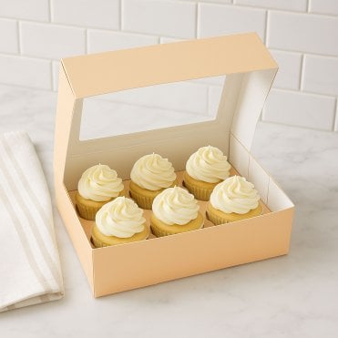 Pastel Peach Cupcake Box with Insert - Holds 6