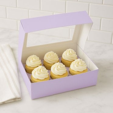 Pastel Purple Cupcake Box with Insert – Holds 6