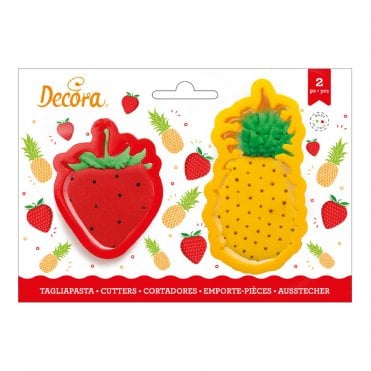 Pineapple And Strawberry Plastic Cookie Cutters Set Of 2