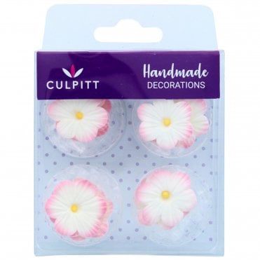 Pink Daisies Edible Sugar Decoration - 12 pieces