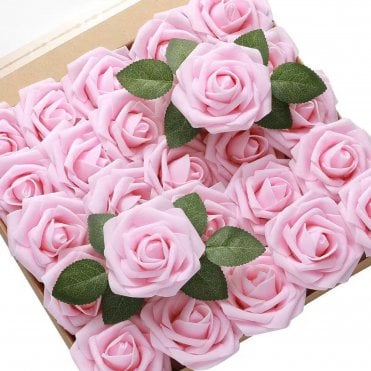 Pink Premium Artificial Foam Roses - Set of 25