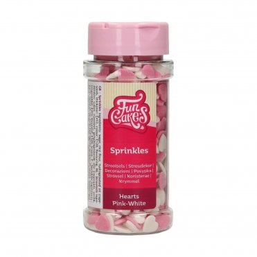 Pink & White Hearts Sprinkles - 60g