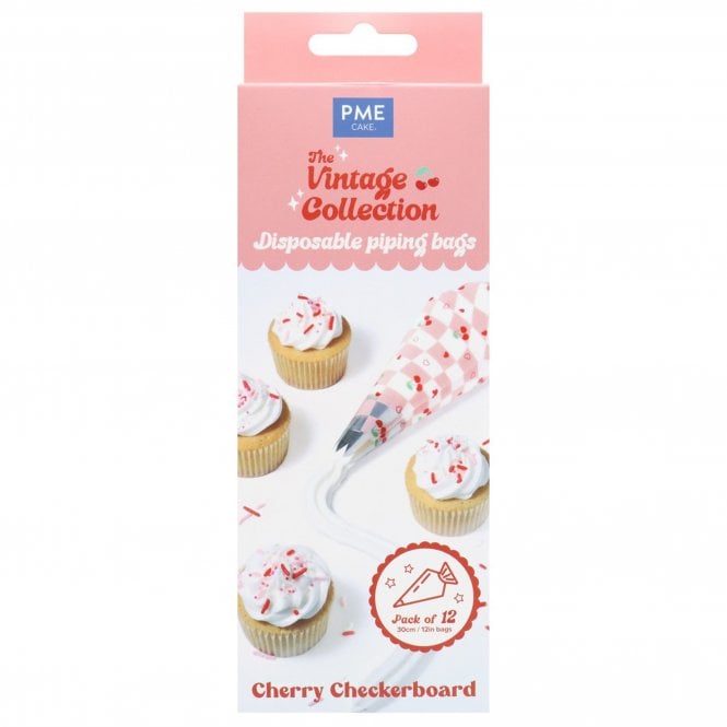 PME Cherry Checkerboard - Disposable Icing Piping Bags - Pack of 12