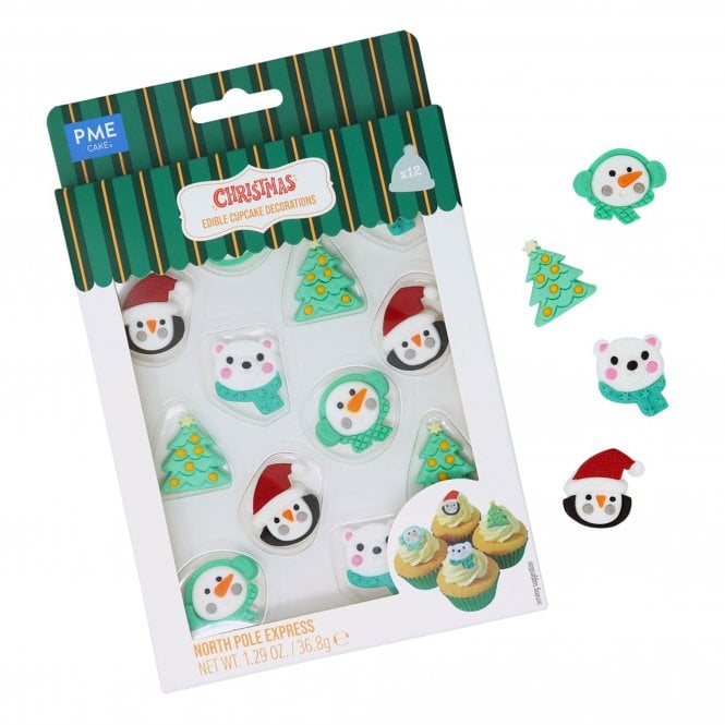 PME Christmas Edible Sugar Decorations - North Pole Express (Pack of 12)