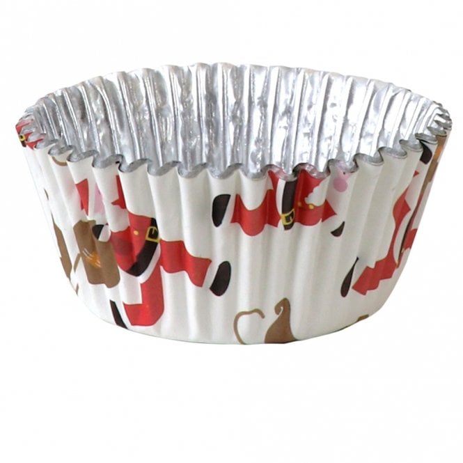 PME Christmas Santa And Sleigh Foil Lined White Cupcake Cases - Pack Of 30