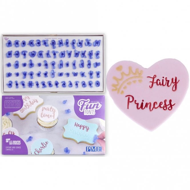 PME Cupcakes And Cookies -Fun Fonts Complete Set - Alphabets Upper Case & Lower Case and Numbers & Symbols Embossing Set