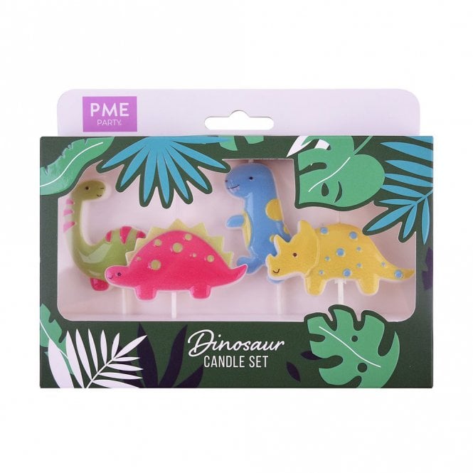 PME Dinosaur Party Pick Candles - Pack of 4