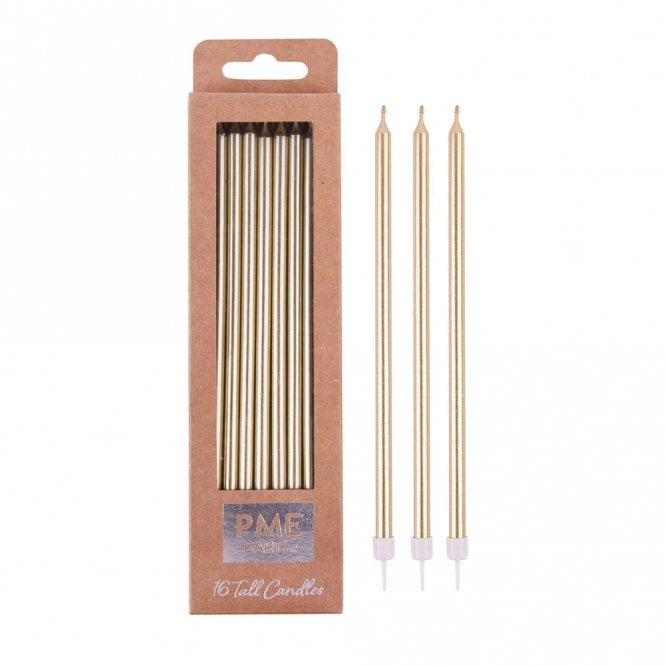 PME Extra Tall Candles With Holders - Gold 7