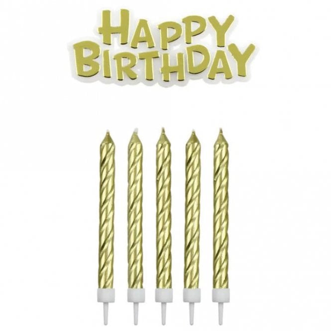 PME Happy Birthday Candle & Motto Set: Gold