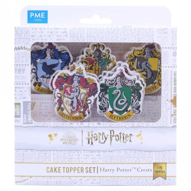 PME Harry Potter Cake Toppers, Hogwarts Crests - Pack of 15