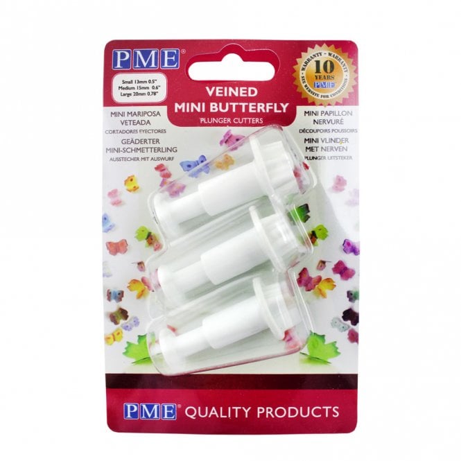 PME Mini Veined Butterfly Plunger Cutter Set Of 3