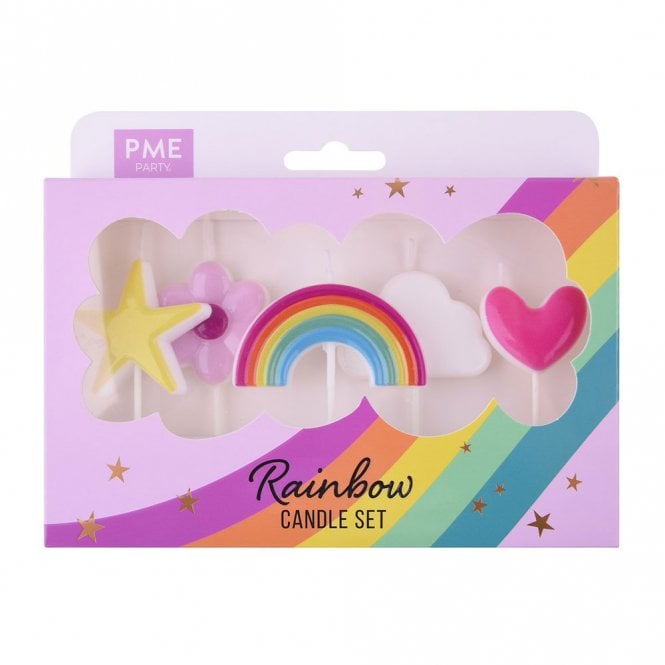 PME Rainbow Party Pick Candles - Pack of 5
