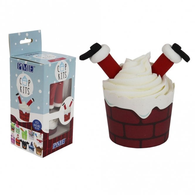 PME Santa Leg Cupcake Kit - Cup Cake Baking Cases With Sugar Decorating Topper