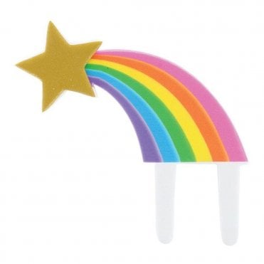 Rainbow Shooting Star Pic - Non-Edible Hard Sugar Decoration - 111 x 120mm