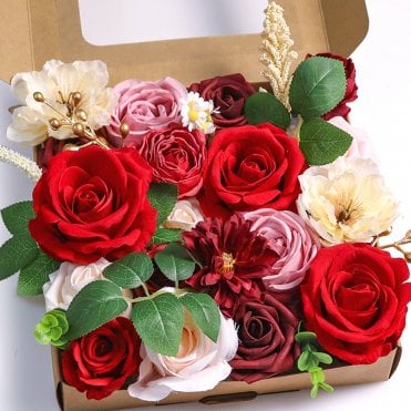 Red Blooms - DIY Faux Flower Box Set