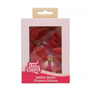 Red Medium Orchid Deluxe Edible Wafer Flowers - Pack of 10