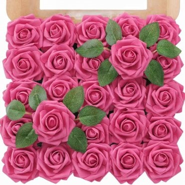 Rose Pink Premium Artificial Foam Roses - Set of 25
