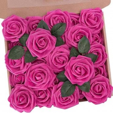 Rose Red Premium Artificial Foam Roses - Set of 25