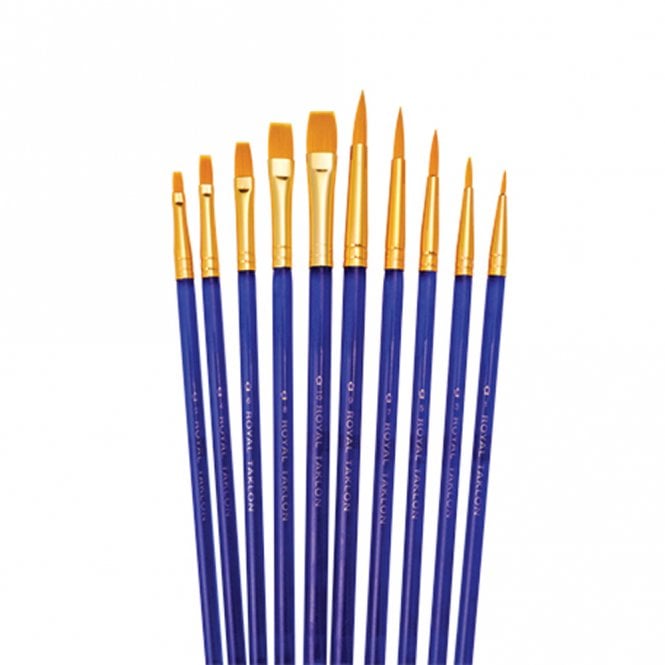 Royal Brush 10 Pieces Shaders and Pointed Rounds Golden Taklon