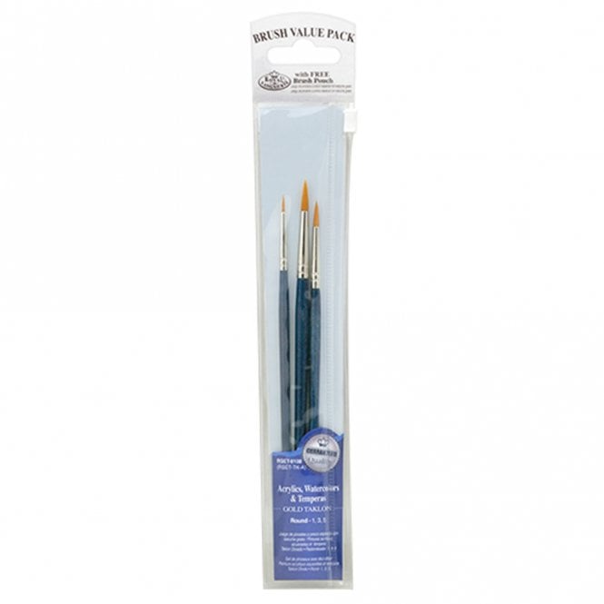 Royal Brush 3 Pieces Gold Taklon Set - Rounds