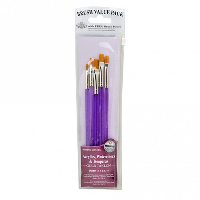Royal Brush 5 Pieces Gold Taklon Acrylic Handle Set - Shaders