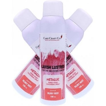 Ruby Red - 'Lavish Lustre' Edible Food Colouring Metallic Lustre Decorating Spray 400ml